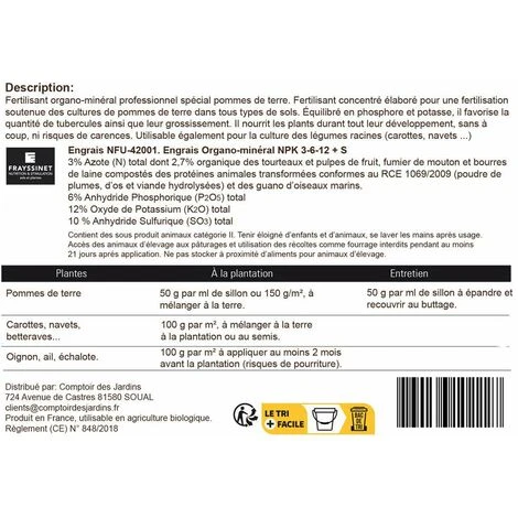 Engrais Professionnel Spécial Pommes De Terre NPK 3-6-12. Seau De 4 Kg UAB 5 Engrais Professionnel Spécial Pommes De Terre NPK 3-6-12. Seau De 4 Kg UAB – Image 3