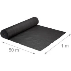 Relaxdays Toile Anti-mauvaises Herbes 50 M, Bâche Tissée, Toile 150g/m² Paillage, Résiste Rayons UV, Antidéchirure, Noir -Jardin Doux Soldes Magasin 13730420 4