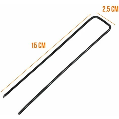 Lot De 100 Piquets De Fixation - 15 Cm X 2.5 Cm - Diam 2.8 Mm - Acier - Noir - Linxor 4 Lot De 100 Piquets De Fixation - 15 Cm X 2.5 Cm - Diam 2.8 Mm - Acier - Noir - Linxor – Image 2