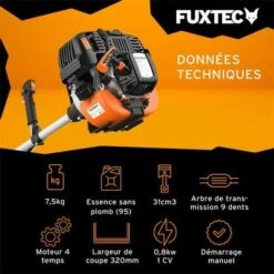 Débroussailleuse Thermique 4 Temps - FUXTEC FX-4MS131 - 31cm3 1 CV -Jardin Doux Soldes Magasin 24483494 3