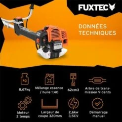 Débroussailleuse Thermique Professionnelle - FUXTEC FX-PS162 - 62cm3 3,5CV Anti Vibration -Jardin Doux Soldes Magasin 29356987 3