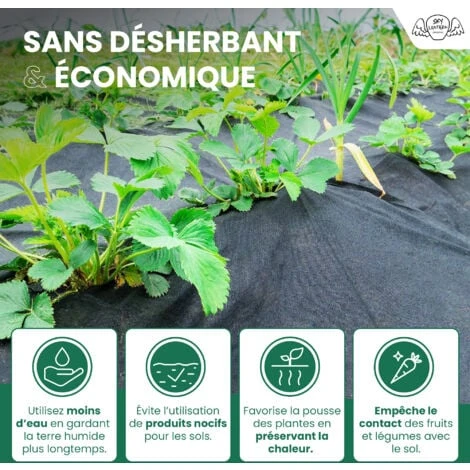 Toiles De Paillage 130g/m² Très épais - Geotextile Anti Repousse 50Mx1M Pour Terrasses Et Allées - Bache Anti Mauvaise Herbe 130g Pour Potager 6 Toiles De Paillage 130g/m² Très épais - Geotextile Anti Repousse 50Mx1M Pour Terrasses Et Allées - Bache Anti Mauvaise Herbe 130g Pour Potager – Image 4