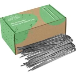 100x Sardines Piquet - Pack De 100 Agrafes Paillage En Acier Galvanisé - Fixation Bache, Tente, Grillage, Cloture