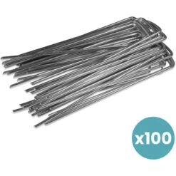 100x Sardines Piquet - Pack De 100 Agrafes Paillage En Acier Galvanisé - Fixation Bache, Tente, Grillage, Cloture -Jardin Doux Soldes Magasin 29784928 4