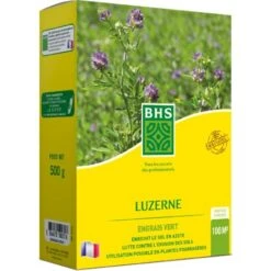 BHS LUZ500 500g 100 M² Luzerne Améliore La Structure Du Sol Résiste Au Froid Et à La Sécheresse Très Riche En Protéines Minéraux Oligo-éléments Et Vitamines Homogène
