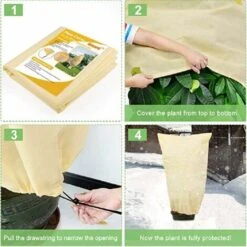 3Pcs Couverture Végétale De Protection Antigel Veste Polaire Jardin Couverture Warming Sac Sac À Cordonnet Pour La Taille Haies Arbres Fleurs Arbustes Ensemble , 1.2X1.8m, Beige -Jardin Doux Soldes Magasin 45964720 4