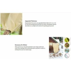 3Pcs Couverture Végétale De Protection Antigel Veste Polaire Jardin Couverture Warming Sac Sac À Cordonnet Pour La Taille Haies Arbres Fleurs Arbustes Ensemble , 1.2X1.8m, Beige -Jardin Doux Soldes Magasin 45964720 5