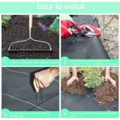 Homfa Toiles De Paillage 160g/m² Très épais - Geotextile Anti Repousse Pour Terrasses Et Allées - Bache Mauvaise Herbe - Toile Anti-Mauvaises Herbes 2m X10 M - Noir -Jardin Doux Soldes Magasin 48323613 4