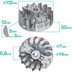 Volant Magnétique Pour Débroussailleuses, Débroussailleuses, Tondeuses à Gazon Et Motoculteurs 62cc. Volant De Remplacement En Alliage D'aluminium Ø112x30H Mm -Jardin Doux Soldes Magasin 53044496 3
