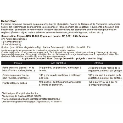 Poudre D'os, Engrais Naturel Phosphore Et Calcium. Seau 4 Kg 5 Poudre D'os, Engrais Naturel Phosphore Et Calcium. Seau 4 Kg – Image 3