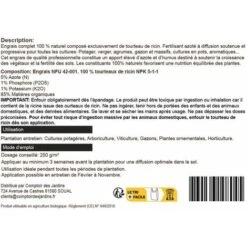 Tourteau De Ricin Granulés, Engrais 100 % Végétal. Seau 8 Kg -Jardin Doux Soldes Magasin 5423042 3