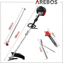 AREBOS Débroussailleuse à Essence Premium 5 En 1 3PS 52 CC Avec Manche Profilé Rembourré Avec Rallonge De 1 M Taille-haie Réglable -Jardin Doux Soldes Magasin 64089749 5