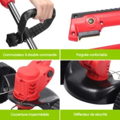 Débroussailleuse Sans Fil Avec 2 Batteries 4.0A , 3 En 1 Coupe-Bordure 90° Régler Avec Roue De Guidage Pour Coupe De Jardin, Pelouse -Jardin Doux Soldes Magasin 65747147 3