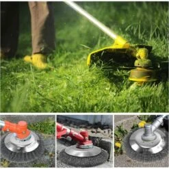 Débroussailleuse à Mauvaises Herbes, Brosse à Mauvaises Herbes 200 Mm 25,4 Mm, Accessoires De Débroussailleuse Professionnels, Brosse Métallique Fine, élimination Efficace De La Mousse, élimination D -Jardin Doux Soldes Magasin 69808510 5