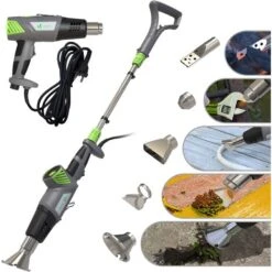 Desherbeur Electrique Pistolet A Air Chaud 2000W Avec 5 M De Cable Et 5 Buses