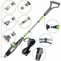 Desherbeur Electrique Pistolet A Air Chaud 2000W Avec 5 M De Cable Et 5 Buses -Jardin Doux Soldes Magasin 72050646 3