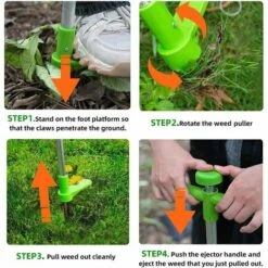 Extracteur De Mauvaises Herbes, Outil à Main De Désherbage Debout, Outil De Désherbage De Jardin à Long Manche De 39 Po Avec 3 Griffes En Acier Inoxydable, Pédale Et Ramasseur Robustes Pour Cour, Pelo -Jardin Doux Soldes Magasin 76521994 3