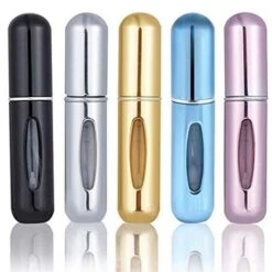 GDRHVFD Lot De 5 Atomiseurs De Parfum Rechargeables De 5 Ml, Mini Portable De Voyage Pour Homme Ou Femme En Voyage Ou En Soirée -Jardin Doux Soldes Magasin 78180186 2
