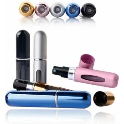 GDRHVFD Lot De 5 Atomiseurs De Parfum Rechargeables De 5 Ml, Mini Portable De Voyage Pour Homme Ou Femme En Voyage Ou En Soirée -Jardin Doux Soldes Magasin 78180186 5