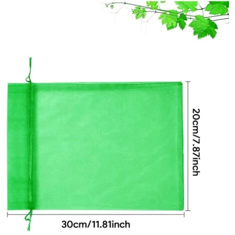 Sac Protection Fruits 100 Pièces, Sachet Protection Raisin 20x 30cm Jardin Sac Organza Avec Cordon Contre Guêpe Drosophile Scarabées Oiseaux (Vert)LO-Ron 3 Sac Protection Fruits 100 Pièces, Sachet Protection Raisin 20x 30cm Jardin Sac Organza Avec Cordon Contre Guêpe Drosophile Scarabées Oiseaux (Vert)LO-Ron – Image 2