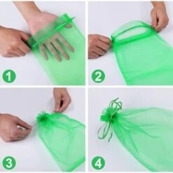 Sac Protection Fruits 100 Pièces, Sachet Protection Raisin 20x 30cm Jardin Sac Organza Avec Cordon Contre Guêpe Drosophile Scarabées Oiseaux (Vert)LO-Ron 8 Sac Protection Fruits 100 Pièces, Sachet Protection Raisin 20x 30cm Jardin Sac Organza Avec Cordon Contre Guêpe Drosophile Scarabées Oiseaux (Vert)LO-Ron -Jardin Doux Soldes Magasin 78831226 3
