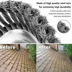 Brosse à Désherber Ronde Pour Débroussailleuse, 8'' Tête Brosse Désherbage Pour Outils De Pelouse Jardin Agriculture, 200 X 25,4mm Brosse Rotative Avec Roue En Fil D'acier Massif (8 Pouce) -Jardin Doux Soldes Magasin 79630097 4