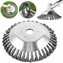 Brosse à Désherber Ronde Pour Débroussailleuse, 8'' Tête Brosse Désherbage Pour Outils De Pelouse Jardin Agriculture, 200 X 25,4mm Brosse Rotative Avec Roue En Fil D'acier Massif (8 Pouce) -Jardin Doux Soldes Magasin 79630097 5