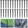 Lot De 60 Piquets D'ancrage Au Sol Avec Ardillon En Plastique Noir Très Résistant Pour La Fixation Des Mauvaises Herbes - 12 Cm