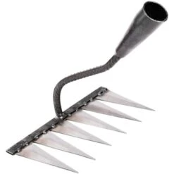 Râteau De Jardin Râteau De Jardin En Métal Râteau En Acier Au Carbone Trempé Pour Désherber Biner Creuser Et Ameublir Le Sol (7 Dents)