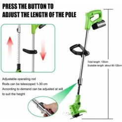 Débroussailleuse à Batterie 21 V Tondeuse électrique Sans Fil 3 En 1 Multifonction Avec Lames Et 2 Batteries Pour Jardin, Pelouse Anglaise, Sol Agricole (vert) -Jardin Doux Soldes Magasin 92598490 4