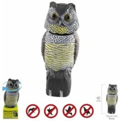 Effaroucheur Hibou/Oiseaux Avec Tête Rotative 40 Cm.