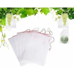 Lot De 100 Sacs En Filet Anti-Insectes,Filet De Jardin Protection En Nylon,Sac Protection Fruits Et Plantes Réutilisables,Sachet Pour Raisin Anti-Oiseaux Avec Cordon De Serrage (35 X 25cm (50pcs))