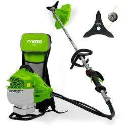 Débroussailleuse Thermique 47cm³ Coupe 25cm + Lame Et Fil Nylon Réservoir 1L Autonomie 1h30 Port Dorsal VITO