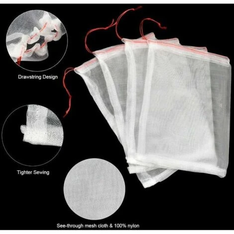 Lot De 50 Sacs En Filet Anti-Insectes, Filet De Jardin Protection En Nylon, Sac Protection Fruits Et Plantes Réutilisables, Sachet Pour Raisin Anti-Oiseaux Avec Cordon De Serrage (25 X 15cm (50pcs)) 6 Lot De 50 Sacs En Filet Anti-Insectes, Filet De Jardin Protection En Nylon, Sac Protection Fruits Et Plantes Réutilisables, Sachet Pour Raisin Anti-Oiseaux Avec Cordon De Serrage (25 X 15cm (50pcs)) – Image 4
