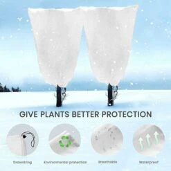 Voile Dhivernage　Housse D'hivernage Pour Plante Housse De Protection Arbre Hiver Non Tissée Avec Cordon De Serrage 100x120cm Blanc -Jardin Doux Soldes Magasin 96338525 2