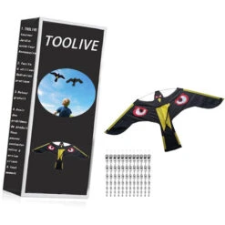 1 Pièces Oiseaux Effaroucheur Avec 12 Pièces Répulsif Oiseaux Répulsif Vol Faucon Cerf-volant Pour Jardin épouvantail Cour Maison Décoration
