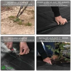 Toile De Paillage Contre Les Mauvaises Herbes 25Mx2M Avec 50 Piquets Anti-UV 100g/m2 -Jardin Doux Soldes Magasin 97810493 4
