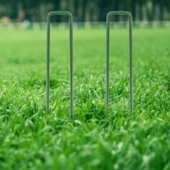 50pcs Piquets De Fixation Pour Jardin, Pelouse Agrafes En Forme De U Pour Bâche Anti-Mauvaises Herbes, Galvanisés à Chaud (150 Mm De Hauteur) -Jardin Doux Soldes Magasin 99448315 5